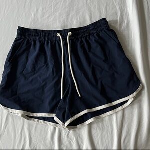 Lou & Grey Navy Blue Athletic Shorts with White Trim